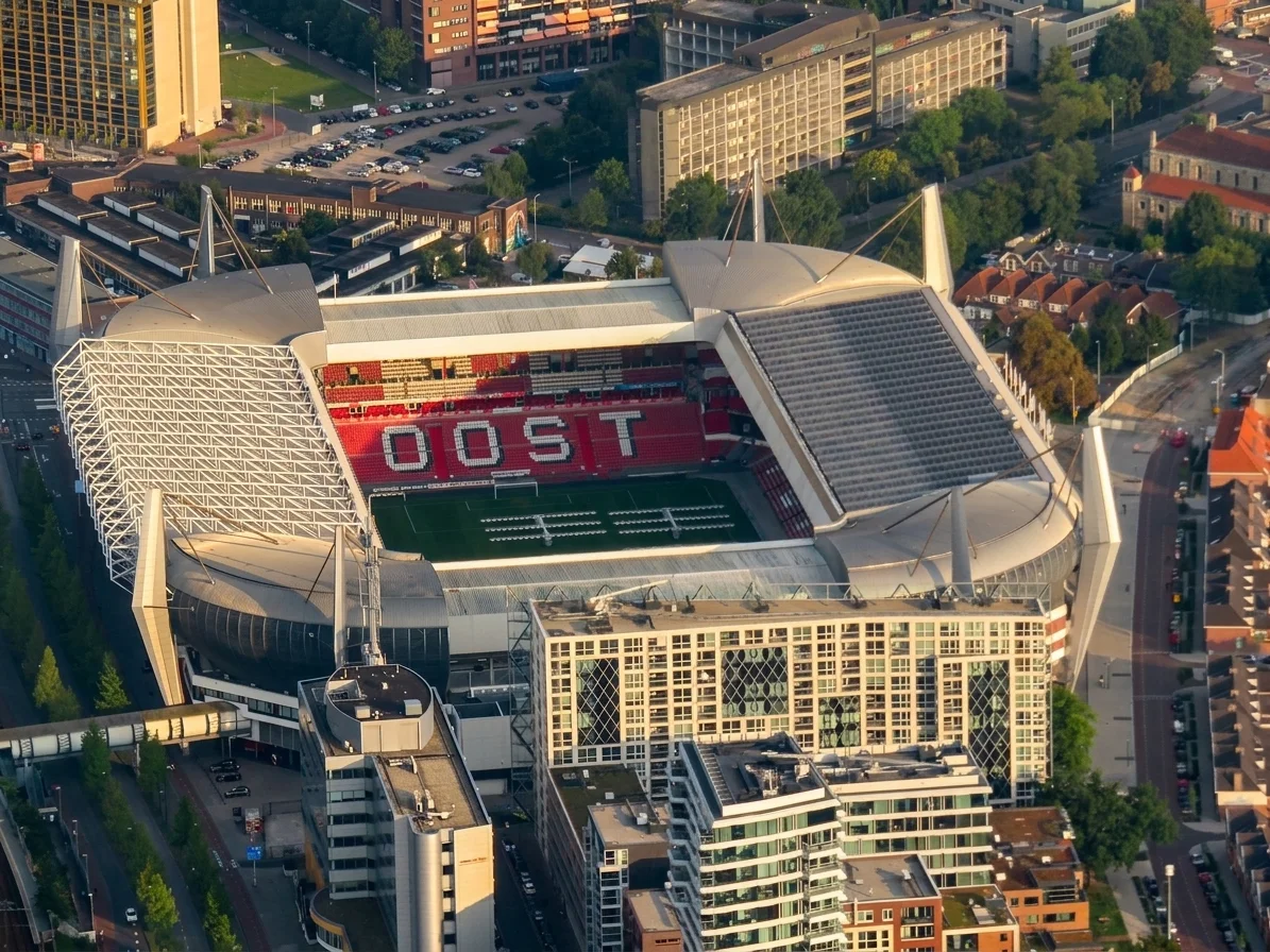 Het Philips Stadion vanuit de lucht